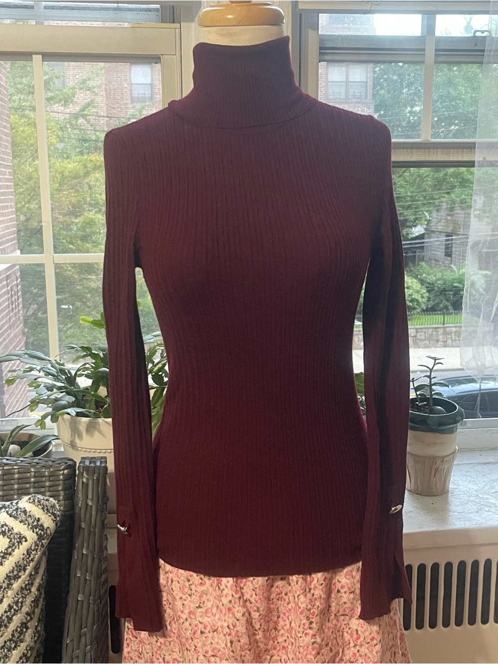 A.L.C. Ribbed Knit Sweater in Burgundy
